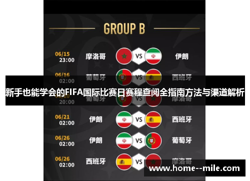 新手也能学会的FIFA国际比赛日赛程查阅全指南方法与渠道解析
